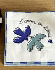 Serviette papier amour oiseau bleu x20