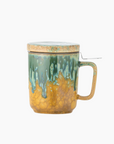 Yuma - Tasse avec couvercle et passoire à thé - Vert- Ø8xH11,5 cm