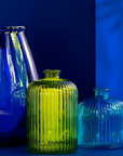 VASE BOTTLE STRIPE AQUA SMALL