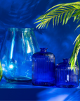 VASE BOTTLE STRIPE BLUE SMALL