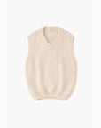 Pull sans manches Beige - Col V en maille
