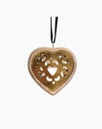 Petit Coeur Bois & Or - Ambre