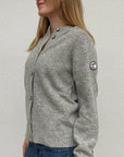 CARDIGAN COL ROND 7 BOUTONS -GRIS CLAIR