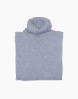 PULL COL ROULE CHINÉ - CIEL/BEIGE
