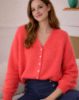 Cardigan Corail Fluo en Mohair