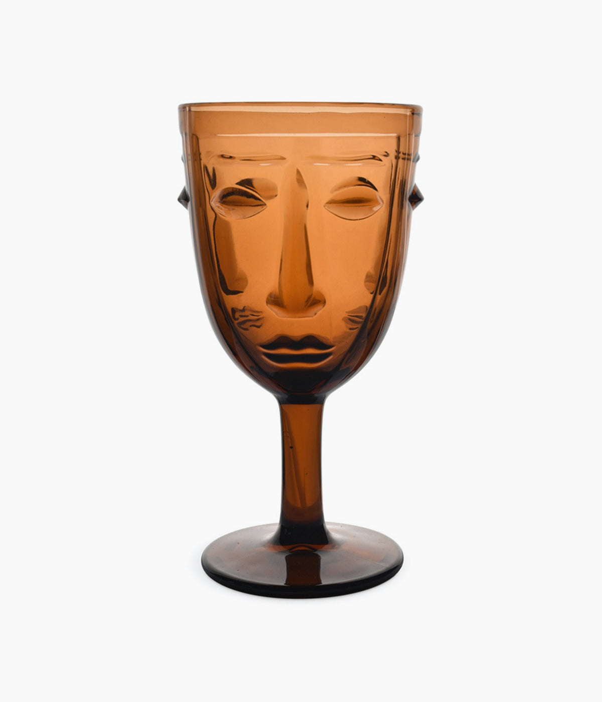 Verre à pied Visage ambre D8 H16,5cm