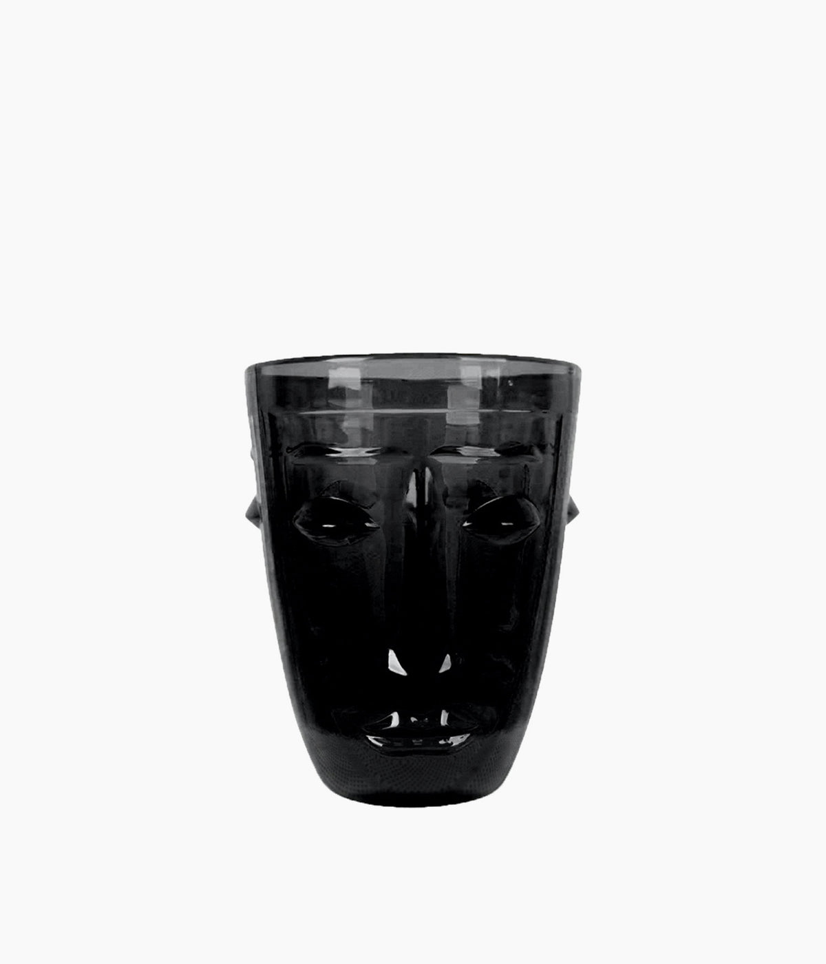 Verre gobelet visage noir D8 H10cm