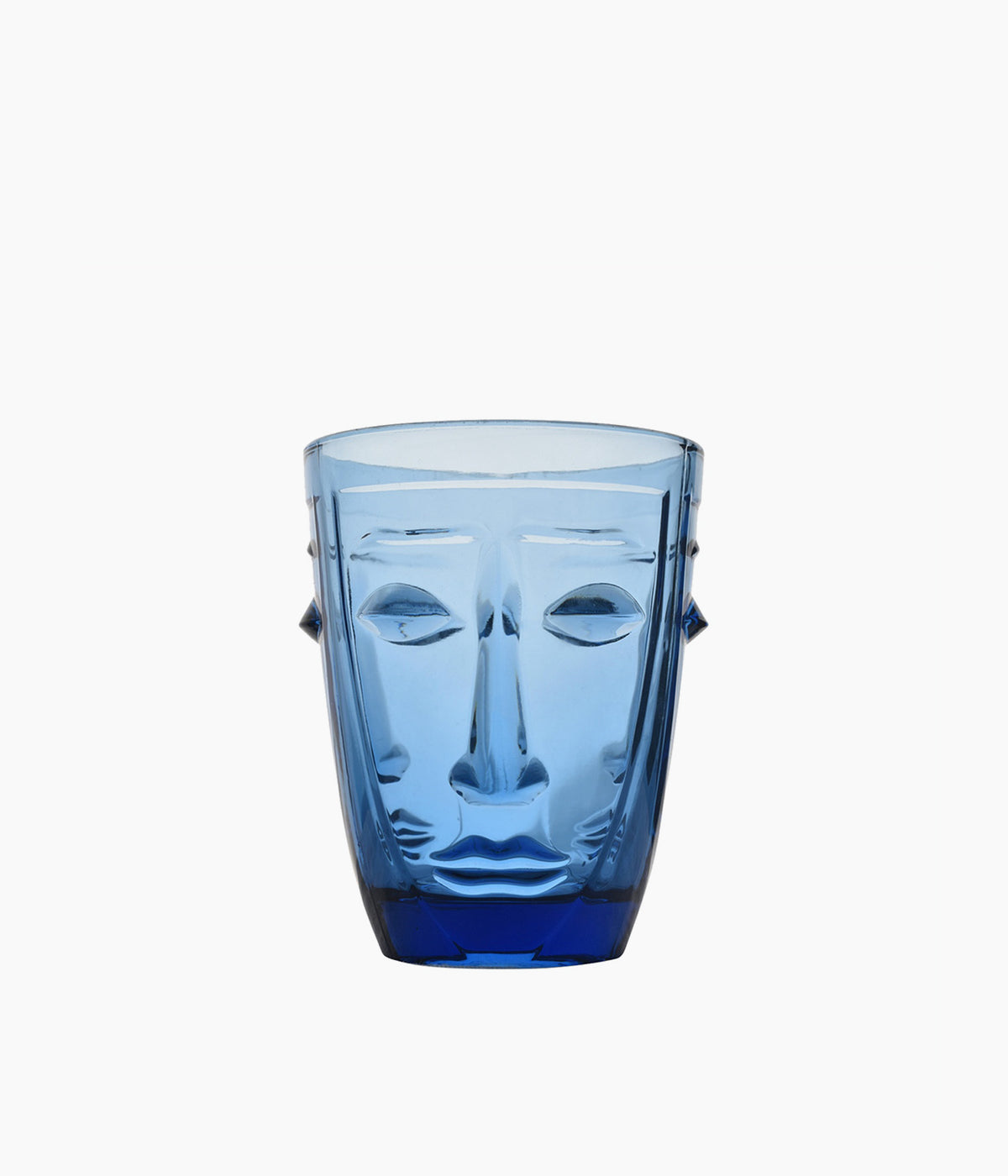 VERRE GOBELET VISAGE BLEU