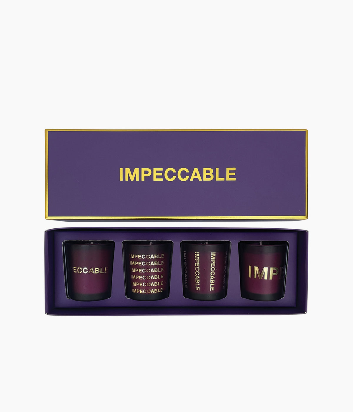 Coffret de 4 bougies message Impeccable