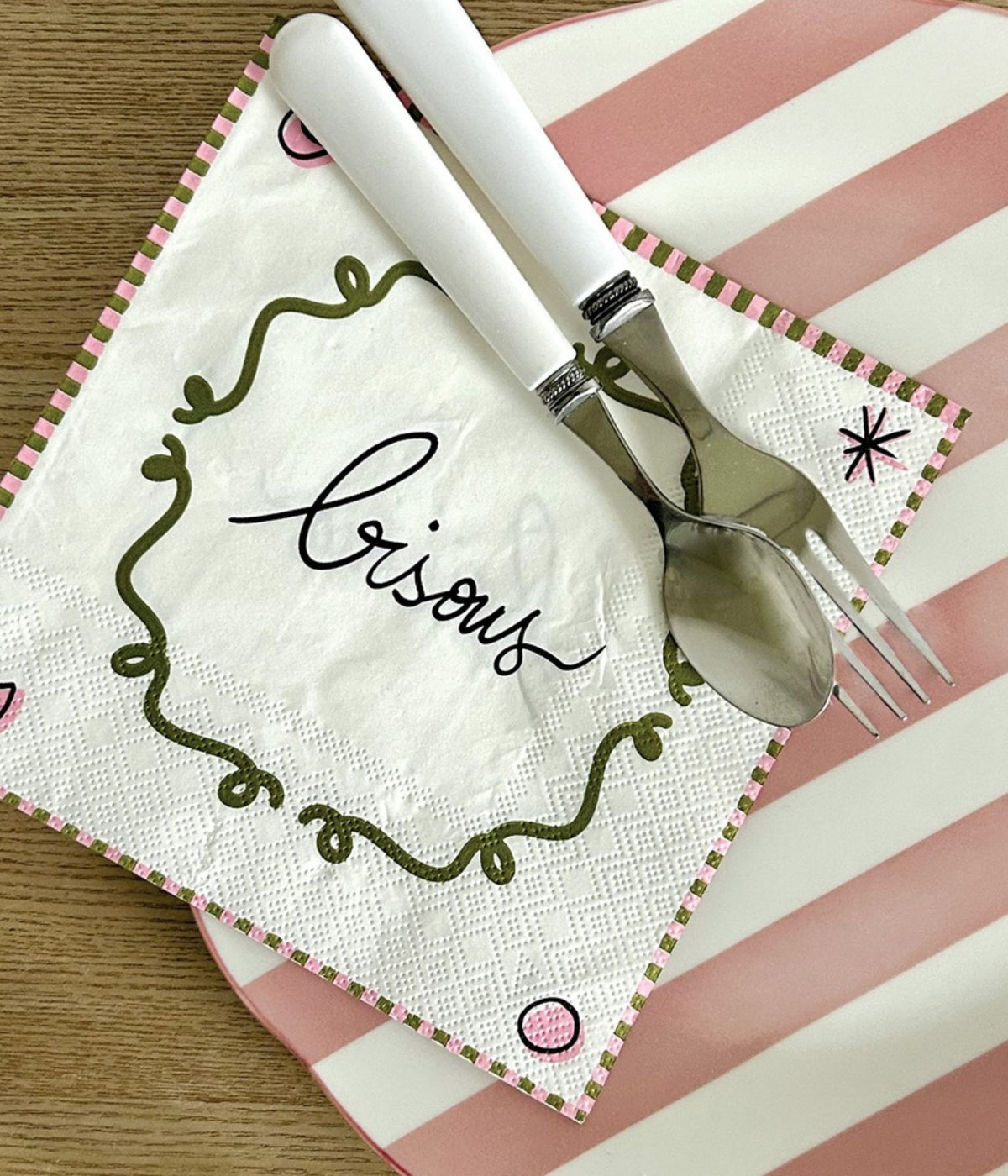 Serviette papier bisou kaki x20.