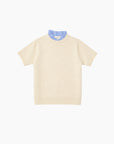 Pull manches courtes Ecru - Chemise effet superposé
