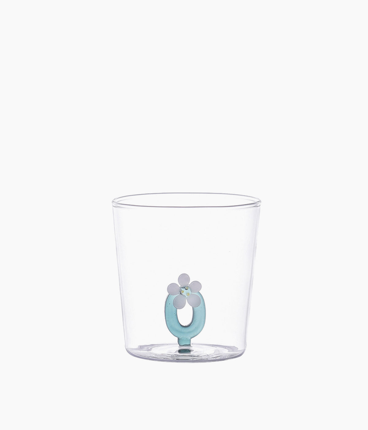 Verre nature alphabet O Fleur