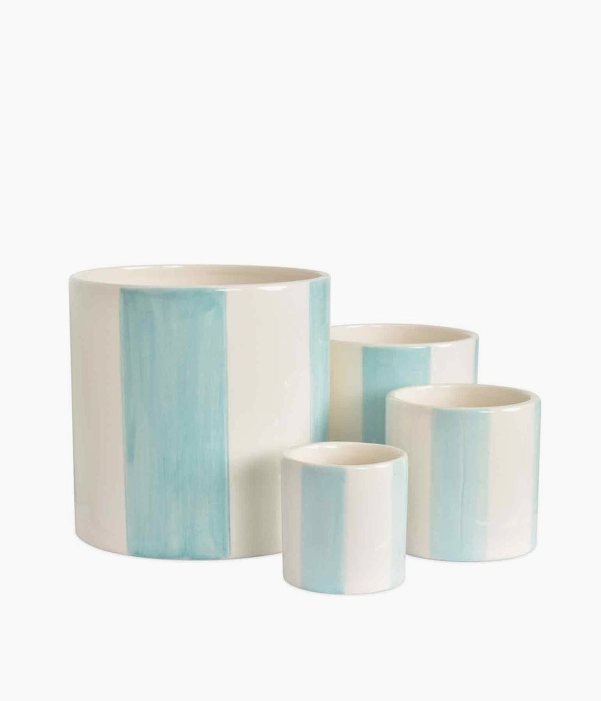 Set de 4 pots rayure bleu givré Ø14H14CM