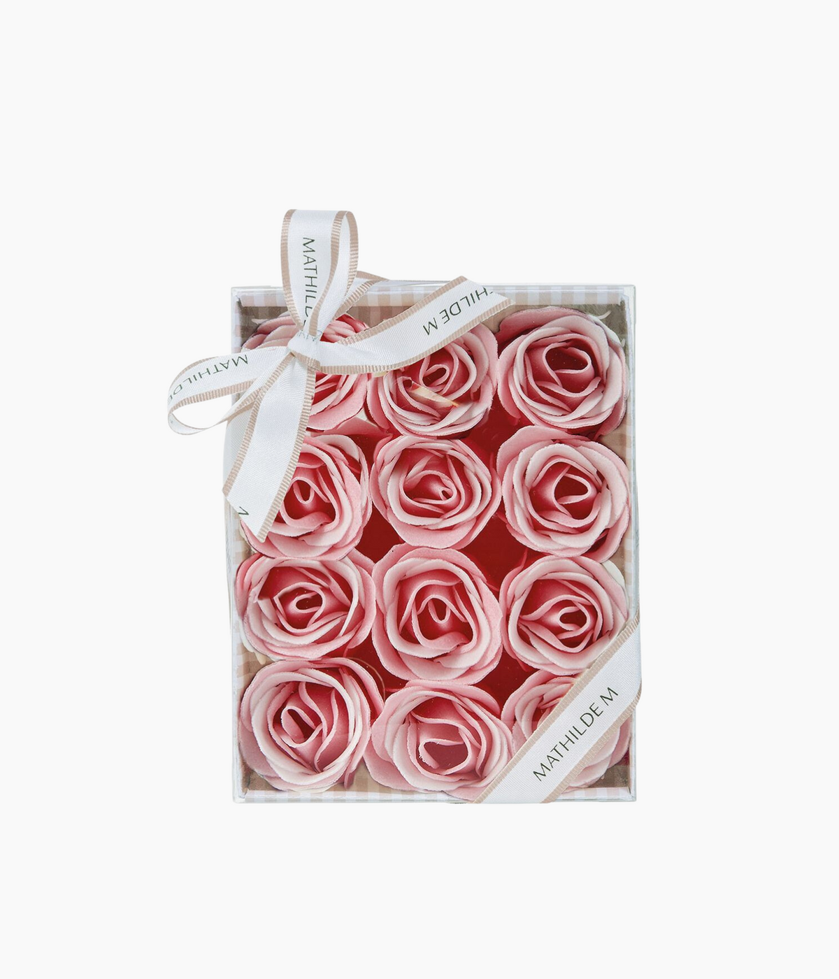 Coffret de 12 roses de savon roses et blanches - Parfum rose
