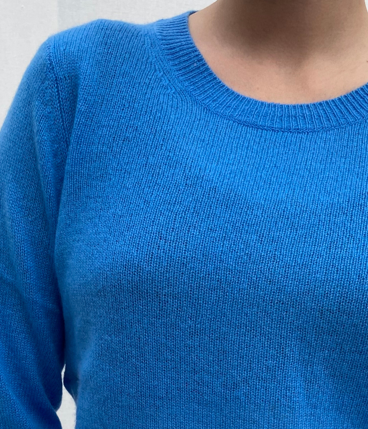 PULL COL ROND CACHEMIRE - BLEU OCEAN
