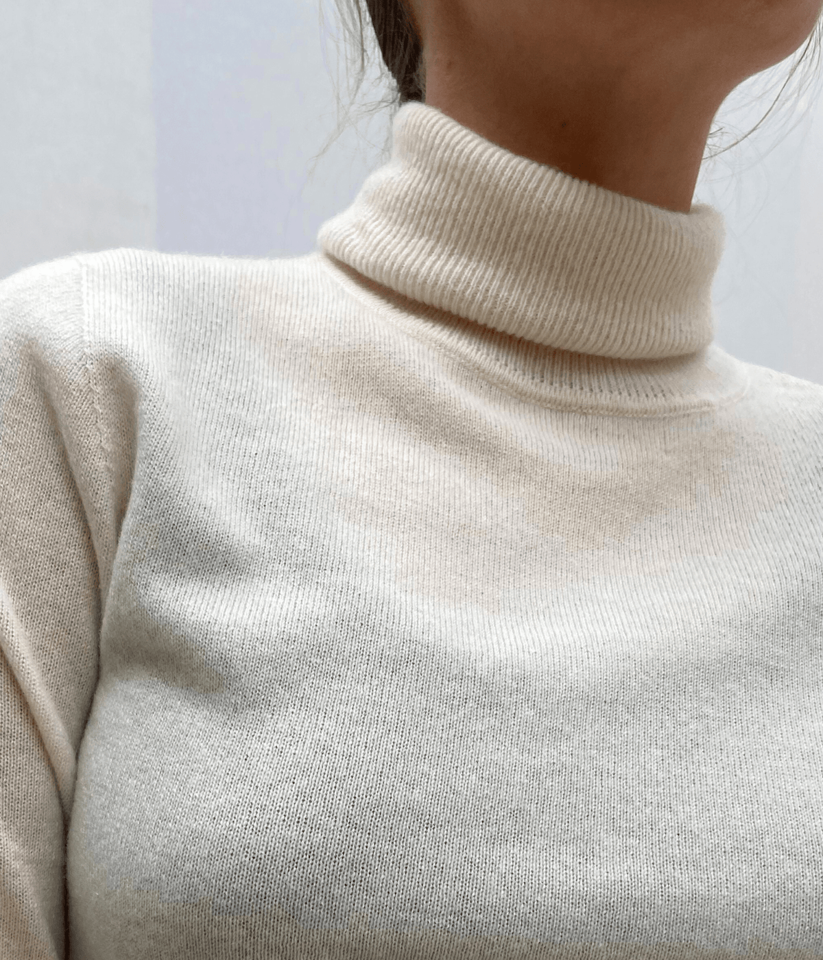 PULL COL ROULE FIN CACHEMIRE - CREME
