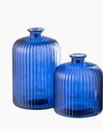 VASE BOTTLE STRIPE BLUE LARGE