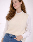 Pull sans manches Ecru - en maille