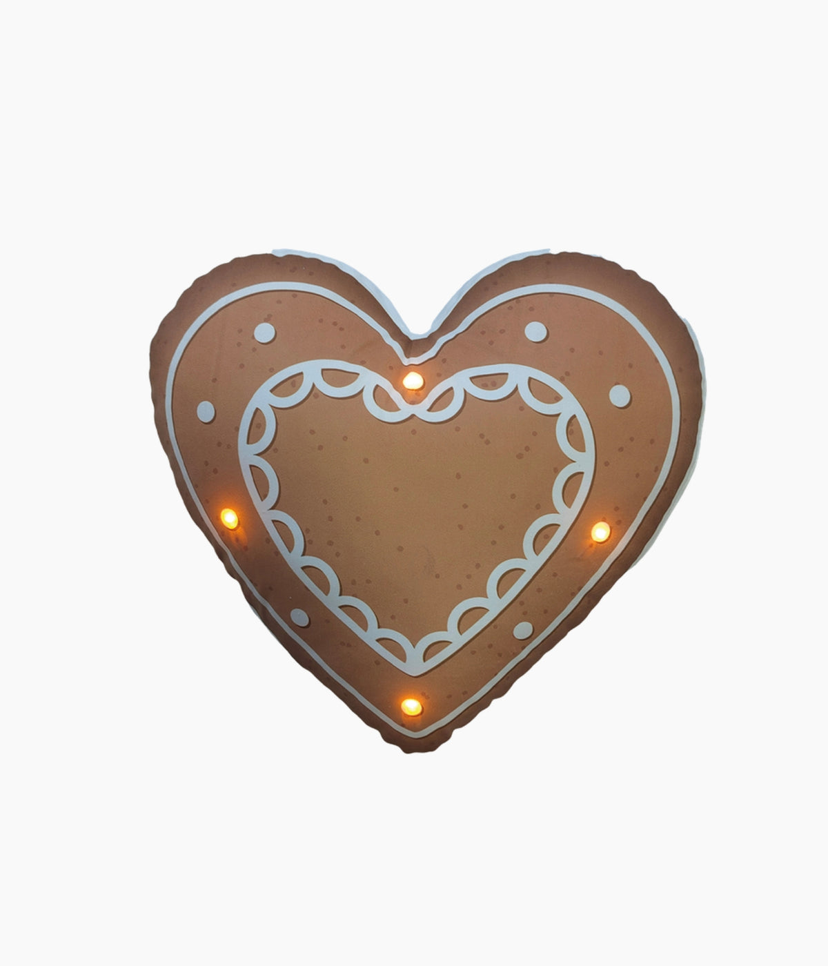 Coussin LED coeur marron 42x42cm