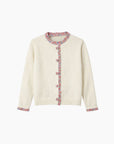Gilet Maille Ecru - Finitions fleuries