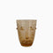 Verre gobelet visage ambre D8 H10cm.