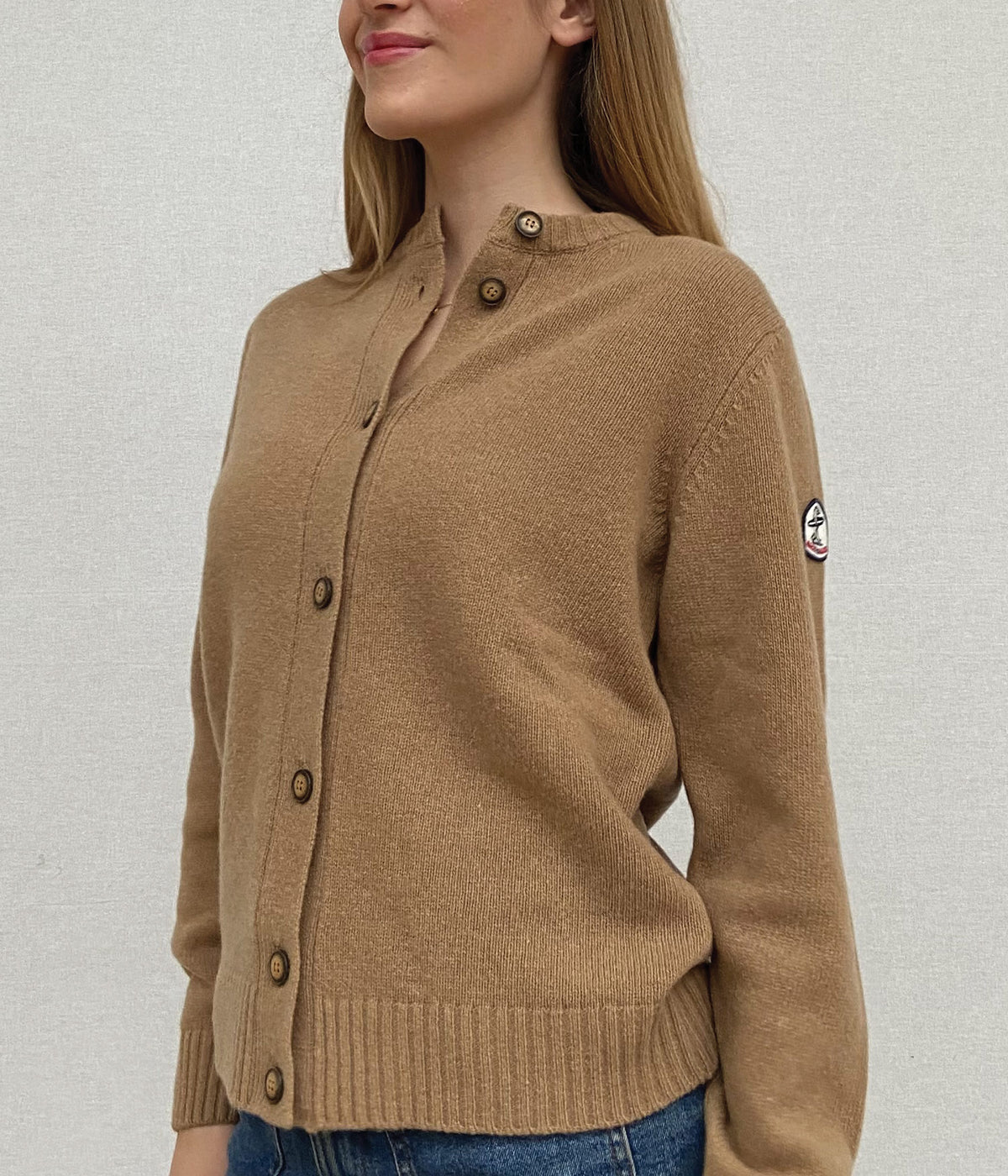CARDIGAN COL ROND 7 BOUTONS -CAMEL