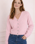 Cardigan Rose Pale en Mohair