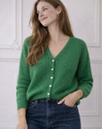 Cardigan Vert vif en Mohair